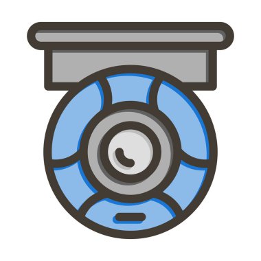 Kişisel ve ticari kullanım için Renk Simgesi Doldurulmuş CCTV Vektör Kalın Çizgisi