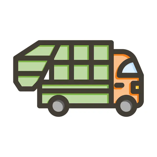 Müllwagen Vector Thick Line Colors Icon Für Den Persönlichen Und — Stockvektor