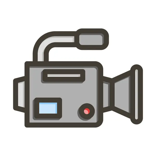 Video Camera Vector Linie Groasă Umplută Pictogramă Culori Pentru Personal — Vector de stoc