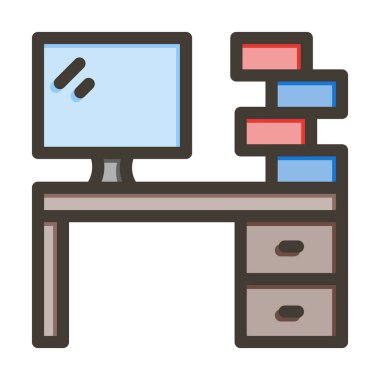 Kişisel ve ticari kullanım için Renk Simgesi Doldurulmuş İşyeri Vektör Kalın Çizgisi