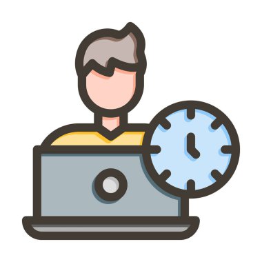 Kişisel ve ticari kullanım için Renk Simgesi Doldurulmuş Fazla mesai Vektör Kalın Çizgisi