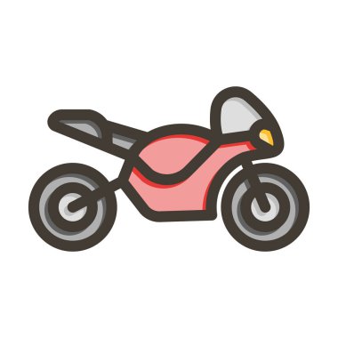 Motosiklet Vektörü Kalın Çizgisi Kişisel ve Ticari Kullanım İçin Renk Simgesi Dolduruldu