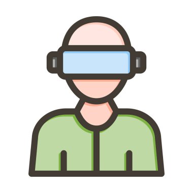 Sanal Gerçeklik Vektörü Kalın Çizgisi Kişisel ve Ticari Kullanım için Renk Simgesi