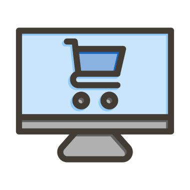 Çevrimiçi Dükkan Vektörü Kalın Çizgisi Kişisel ve Ticari Kullanım İçin Renk Simgesi Dolduruldu