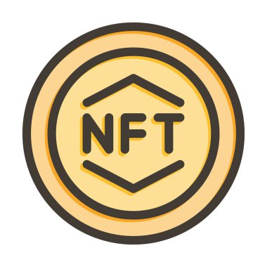 Kişisel ve ticari kullanım için Renk Simgesi Doldurulmuş NFT Vektör Kalın Çizgisi