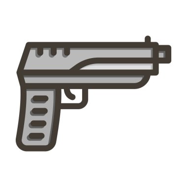 Silah Vektörü Kalın Çizgisi Kişisel ve Ticari Kullanım İçin Renk Simgesi Dolduruldu
