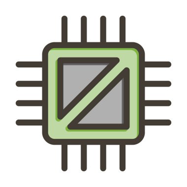 Kişisel ve ticari kullanım için Renk Simgesi Doldurulmuş Bilgisayar Çipi Kalın Çizgisi