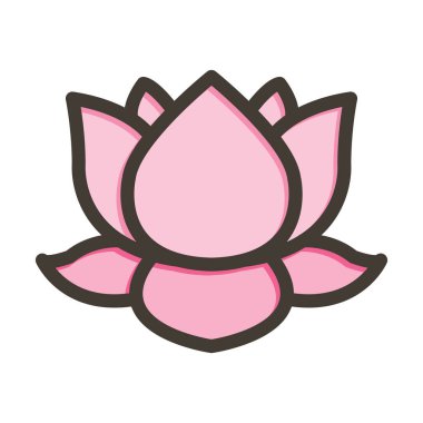 Lotus Vektör Kalın Çizgisi Kişisel ve Ticari Kullanım için Renk Simgesi Dolduruldu