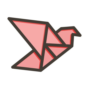 Origami Vektör Kalın Çizgisi Renk Simgesi Kişisel ve Ticari Kullanım İçin