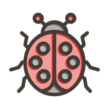 Uğur Böceği Vektörü Kalın Çizgisi Kişisel ve Ticari Kullanım için Renk Simgesi Dolduruldu