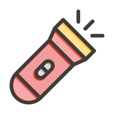 Meşale Vektörü Kalın Çizgisi Kişisel ve Ticari Kullanım için Renk Simgesi Dolduruldu