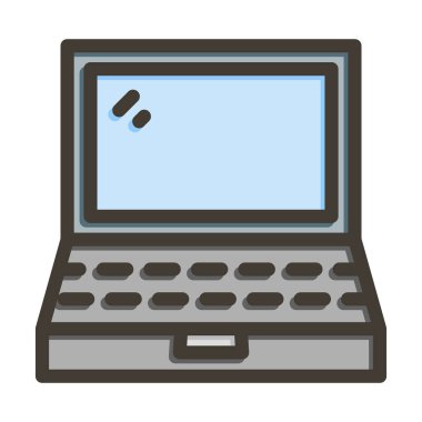 Kişisel ve ticari kullanım için Renk Simgesi Doldurulmuş Laptop Vektör Kalın Çizgisi
