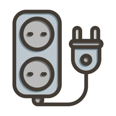 Kişisel ve Ticari Kullanım İçin Renk Simgesi Doldurulmuş Uzantı Kordonu Kalın Çizgisi