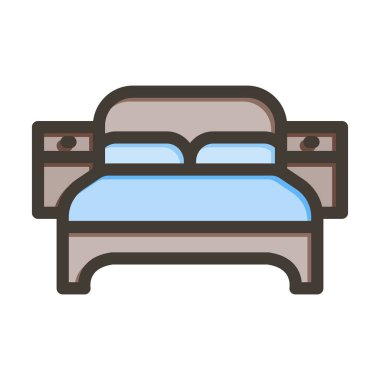 Yatak Vektörü Kalın Çizgisi Kişisel ve Ticari Kullanım için Renk Simgesi Dolduruldu