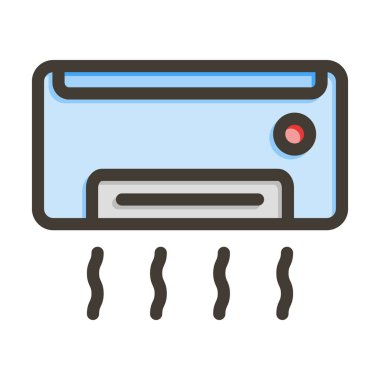 Klima Vektör Kalın Çizgisi Kişisel ve Ticari Kullanım İçin Renk Simgesi Dolduruldu