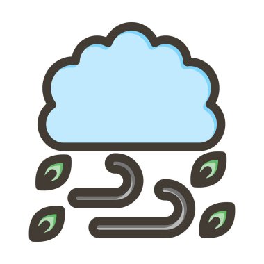 Rüzgar Vektörü Kalın Çizgisi Kişisel ve Ticari Kullanım için Renk Simgesi Dolduruldu