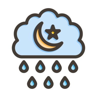 Gece Yağmuru Kalın Çizgisi Kişisel ve Ticari Kullanım İçin Renk Simgesi Dolduruldu