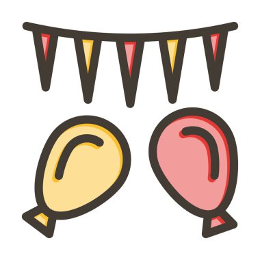 Kişisel ve Ticari Kullanım İçin Renk Simgesi Doldurulmuş Süsleme Vektörü Kalın Çizgisi