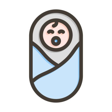 Yeni doğan Vektör Kalın Çizgisi Kişisel ve Ticari Kullanım İçin Renk Simgesi Dolduruldu