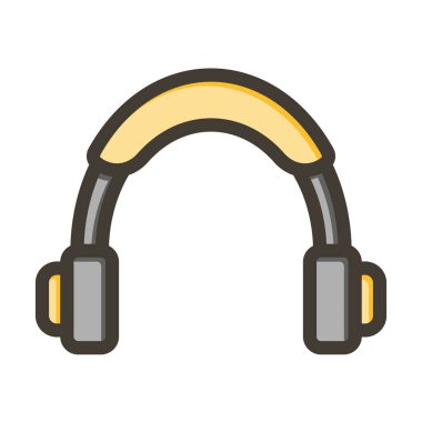 Kulaklık Vektörü Kalın Çizgisi Kişisel ve Ticari Kullanım İçin Renk Simgesi Dolduruldu