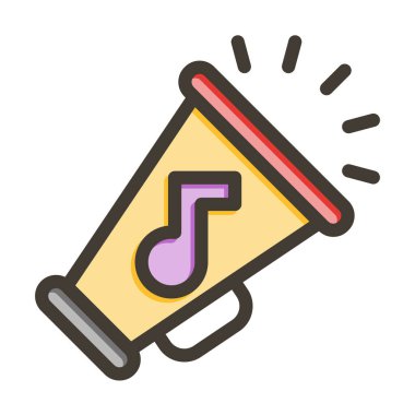 Kişisel ve Ticari Kullanım İçin Renk Simgesi Doldurulmuş Megafon Vektör Kalın Çizgisi