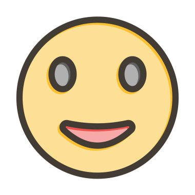 Gülümseyen Vektör Kalın Çizgisi Kişisel ve Ticari Kullanım İçin Renk Simgesi Dolduruldu