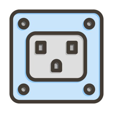 Soket Vektör Kalın Çizgisi Kişisel ve Ticari Kullanım İçin Renk Simgesi Dolduruldu