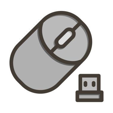 Kablosuz Fare Vektörü Kalın Çizgisi Kişisel ve Ticari Kullanım İçin Renk Simgesi Dolduruldu