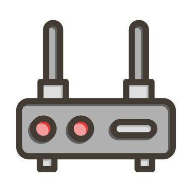 Kişisel ve Ticari Kullanım İçin Renk Simgesi Doldurulmuş Modem Vektör Kalın Çizgisi