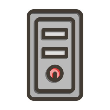 Kişisel ve ticari kullanım için Renk Simgesi Doldurulmuş İşlemci Kulesi Kalın Çizgisi