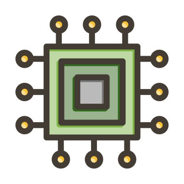 Kişisel ve ticari kullanım için Renk Simgesi Doldurulmuş İşlemci Vektör Kalın Çizgisi