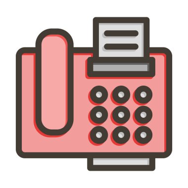 Kişisel ve ticari kullanım için Renk Simgesi Doldurulmuş Faks Makinesi Vektör Kalın Çizgisi