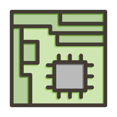 Kişisel ve Ticari Kullanım İçin Renk Simgesi Doldurulmuş Ana Kart Vektör Kalın Çizgisi