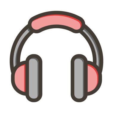 Kulaklık Vektörü Kalın Çizgisi Kişisel ve Ticari Kullanım İçin Renk Simgesi Dolduruldu