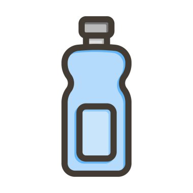 Şişe Vektör Kalın Çizgisi Kişisel ve Ticari Kullanım için Renk Simgesi Dolduruldu