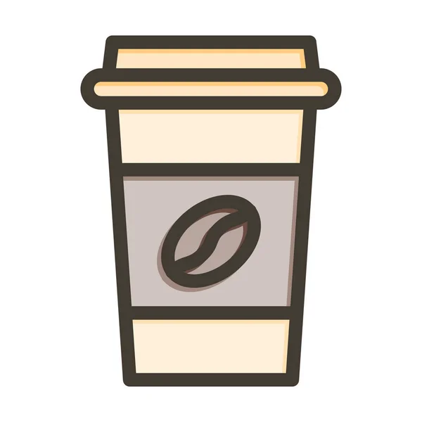 個人的および商業使用のためのコーヒー カップのベクターの厚いラインによって満たされる色のアイコン — ストックベクタ