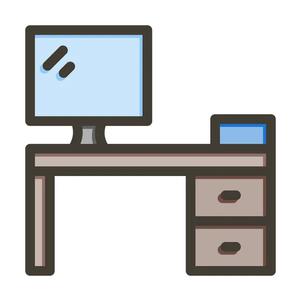 Desk Vector Thick Line Colors Icon Für Den Persönlichen Und — Stockvektor
