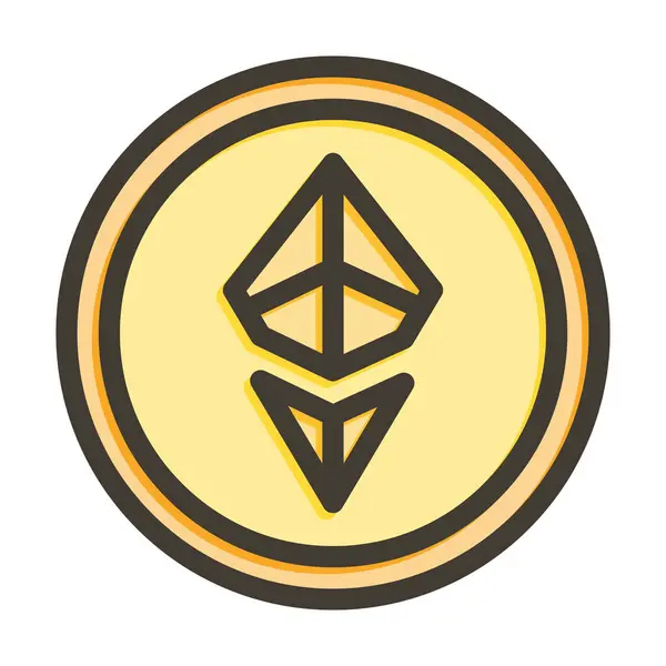 Ethereum Coins Vector Thick Line Colors Icon Für Den Persönlichen — Stockvektor