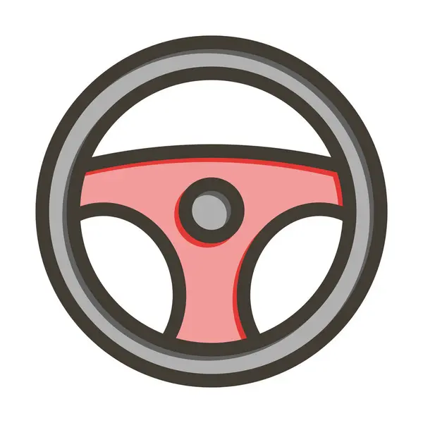 Значок Толстая Линия Рулевого Колеса Заполненный Цветами Личного Коммерческого Использования — стоковый вектор