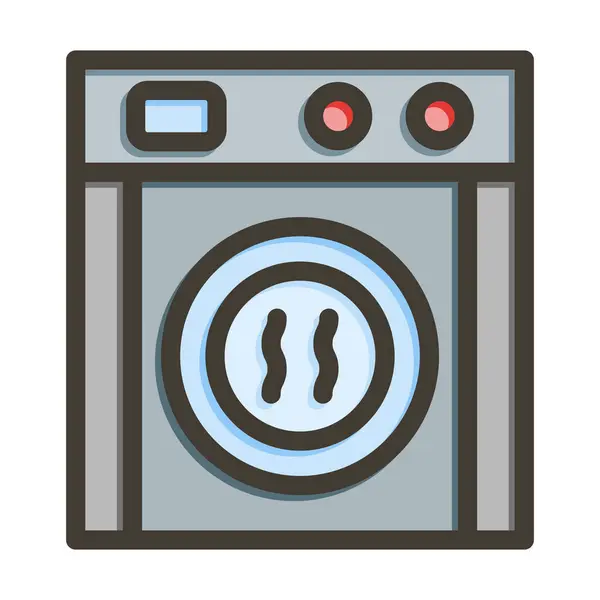 Clothes Dryer Vector Thick Line Filled Colors Icon Personal Commercial — Stock Vector