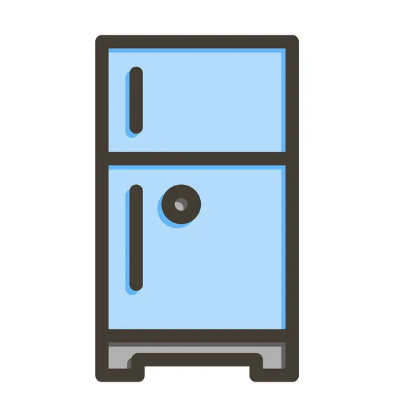 個人的および商業使用のための冷蔵庫のベクターの厚いラインによって満たされる色のアイコン — ストックベクタ