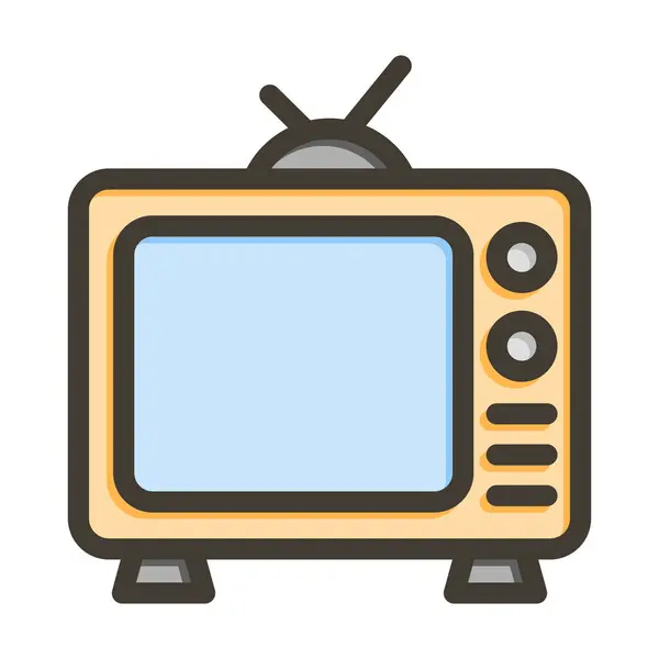 Television Vector Thick Line Colors Icon Für Den Persönlichen Und — Stockvektor