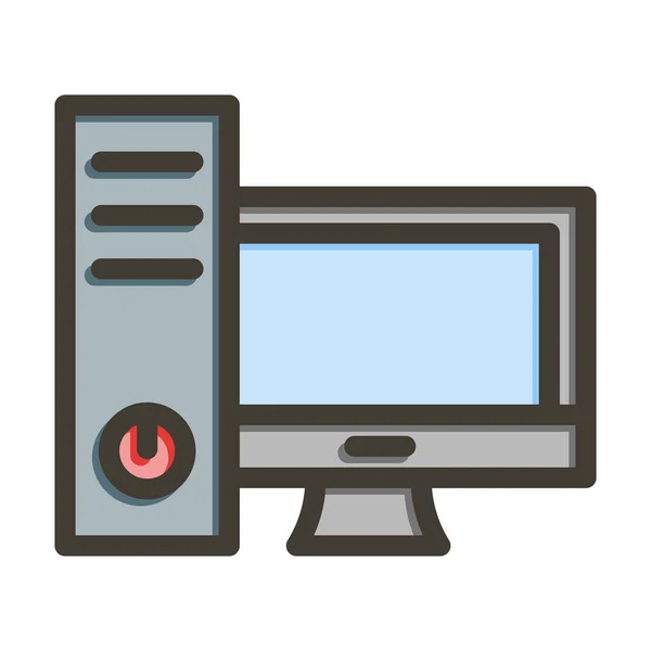 Ícone Cores Preenchido Linha Grossa Vetor Computador Desktop Para Uso —  Vetores de Stock