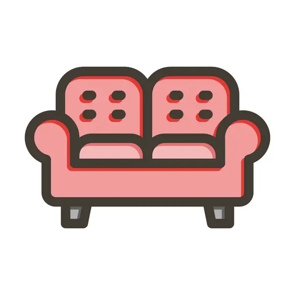 Icône Remplie Couleurs Ligne Épaisse Vecteur Sofa Pour Usage Personnel — Image vectorielle