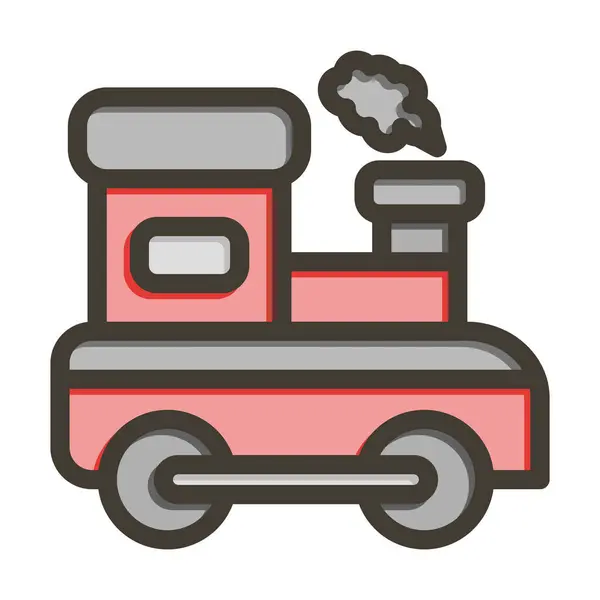 Train Toy Vector Thick Line Filled Colors Icon Personal Commercial — Stock Vector