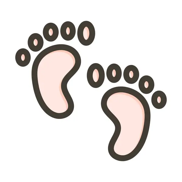 Baby Feet Vector Gruba Linia Wypełniona Kolorami Ikona Użytku Osobistego — Wektor stockowy