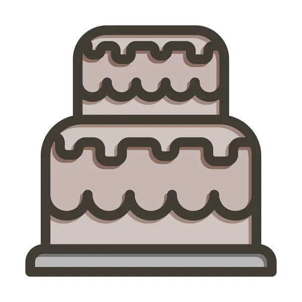 Цветовая Икона Cake Vector Thick Line Личного Коммерческого Использования — стоковый вектор