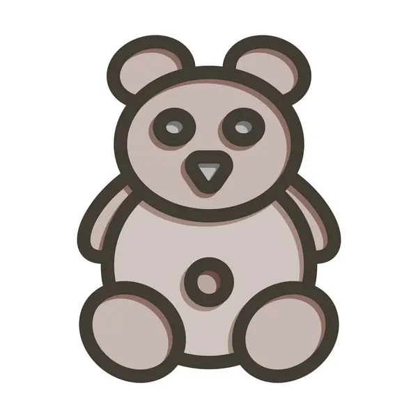 Teddy Bear Vector Thick Line Filled Colors Icon Personal Commercial — Stock Vector