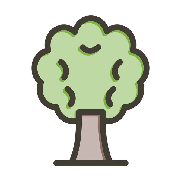 Tree Vector Thick Line Umplut Pictogramă Culori Pentru Personal Comercial — Vector de stoc
