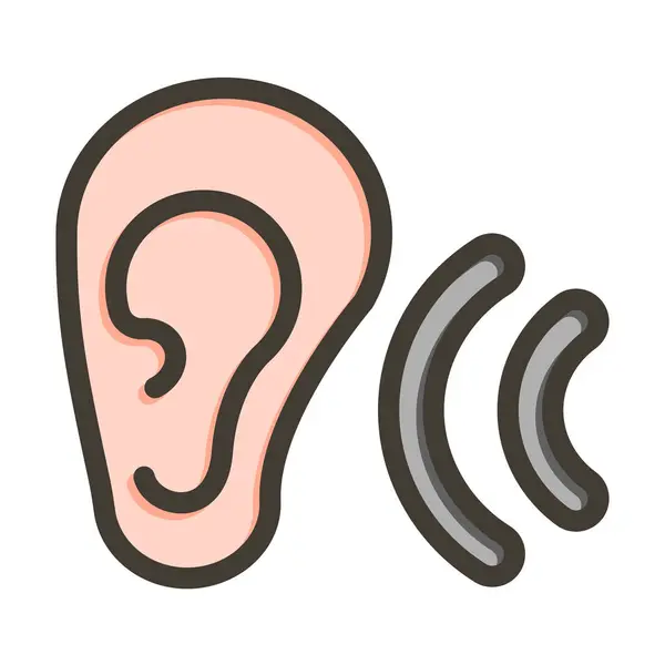 Listening Vector Thick Line Filled Colors Icon Personal Commercial Use — Stock Vector